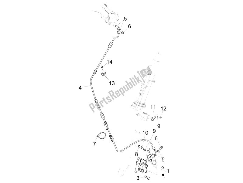 Toutes les pièces pour le Tuyaux De Freins - étriers du Piaggio Liberty 50 Iget 4T 3V Emea 2015