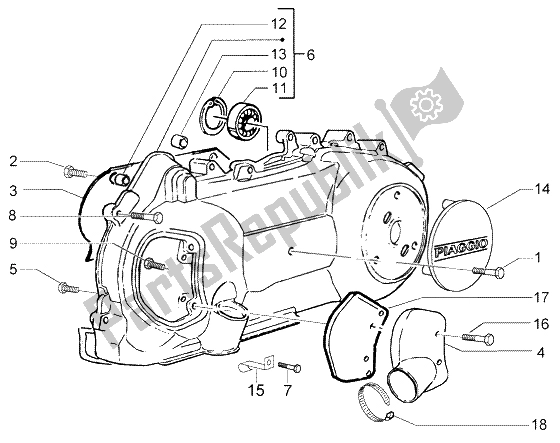 Tutte le parti per il Coperchio Della Trasmissione del Piaggio BV 200 U S A 2005