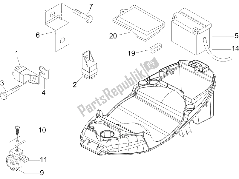 All parts for the Remote Control Switches - Battery - Horn of the Piaggio FLY 150 4T 2006