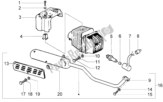 All parts for the Silencer-baffle of the Piaggio Ciao 50 1996