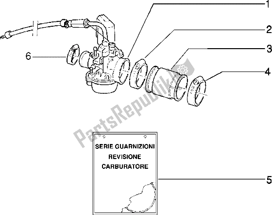 All parts for the Carburettor of the Piaggio Typhoon 125 1995