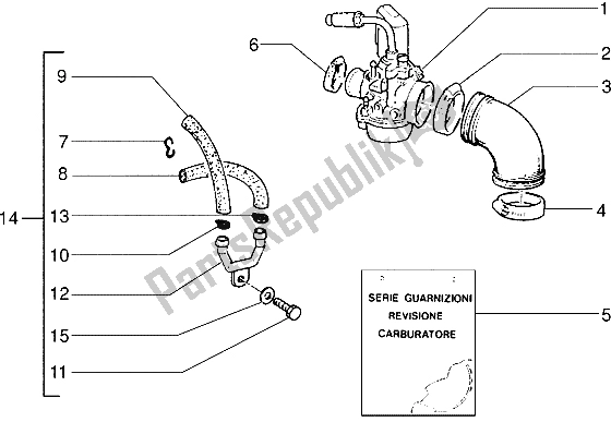 All parts for the Carburettor of the Piaggio ZIP SP 50 1996