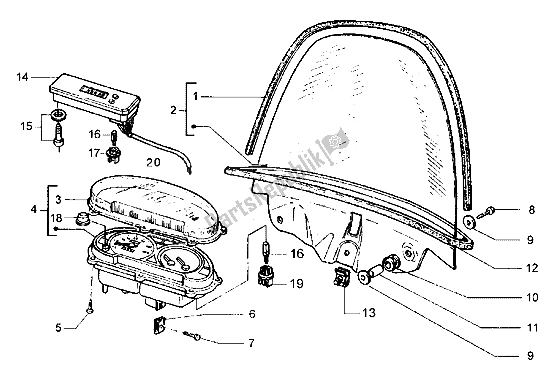 Tutte le parti per il Tachimetro (km) Schermo Antivento del Piaggio Hexagon LXT 180 1998