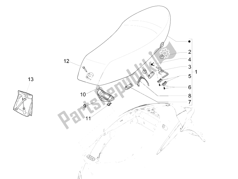 Toutes les pièces pour le Selle / Sièges du Piaggio Liberty 125 4T 3V IE E3 2014