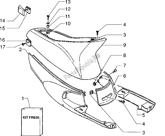 All parts for the Side Covers of the Piaggio ZIP Fast Rider RST 50 1996