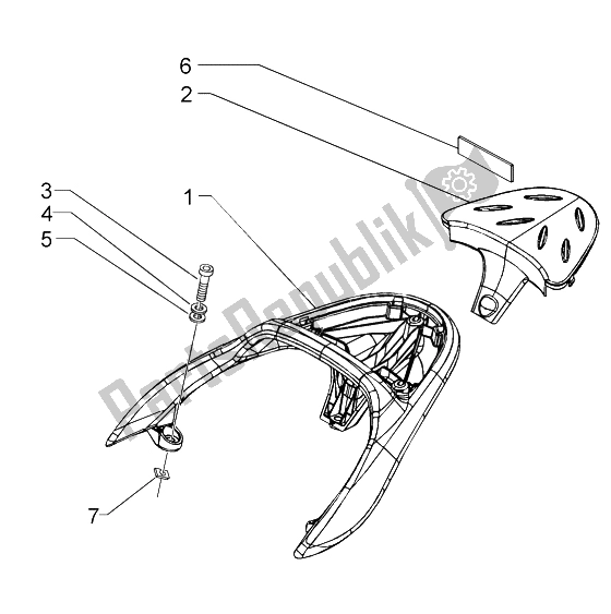 Toutes les pièces pour le Support Arrière du Piaggio Beverly 125 2002