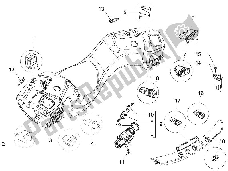 Todas las partes para Selectores - Interruptores - Botones de Piaggio MP3 500 Sport ABS USA 2015