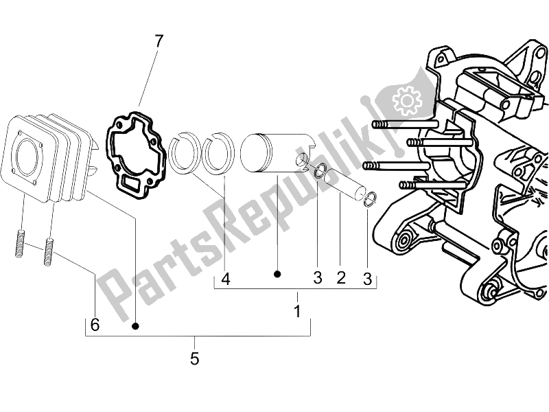 Toutes les pièces pour le Unité Cylindre-piston-axe De Poignet du Piaggio ZIP 50 2T 2009