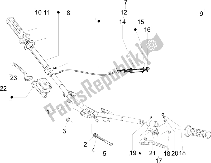 All parts for the Handlebars - Master Cil. Of the Piaggio Typhoon 50 2T E2 2009