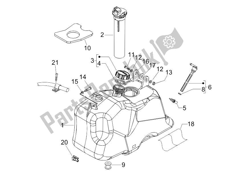 Todas as partes de Tanque De Combustível do Piaggio BV 250 USA 2006