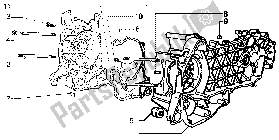 All parts for the Crankase of the Piaggio Super Hexagon GTX 125 2003