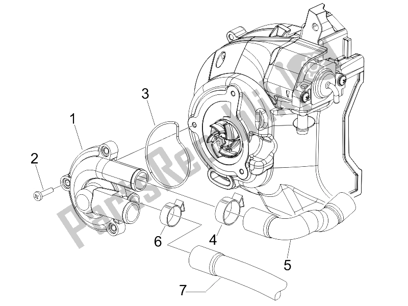 All parts for the Cooler Pump of the Piaggio MP3 125 2006