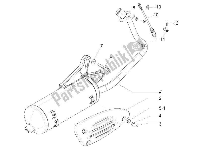 Alle onderdelen voor de Geluiddemper van de Piaggio FLY 150 4T 3V IE USA 2014