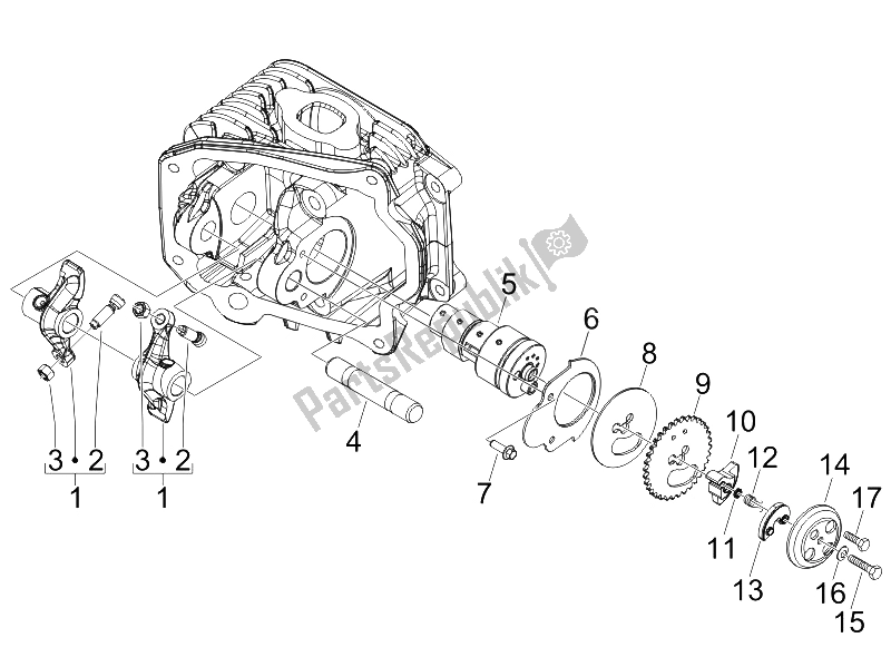 Toutes les pièces pour le Leviers à Bascule Support Unité du Piaggio Liberty 150 4T E3 MOC 2009