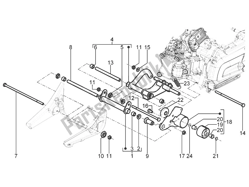 All parts for the Swinging Arm of the Piaggio MP3 300 Yourban LT ERL 2011