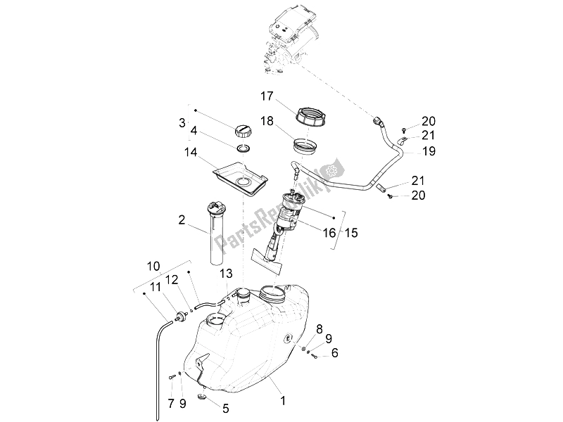 Toutes les pièces pour le Réservoir D'essence du Piaggio X 10 500 4T 4V I E E3 2012