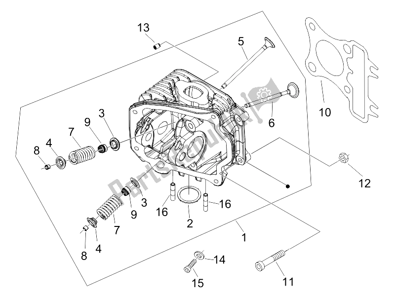 All parts for the Head Unit - Valve of the Piaggio ZIP 50 2006