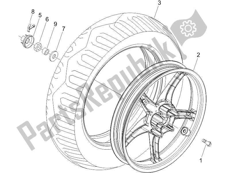 All parts for the Rear Wheel of the Piaggio X8 125 Street Euro 2 2006