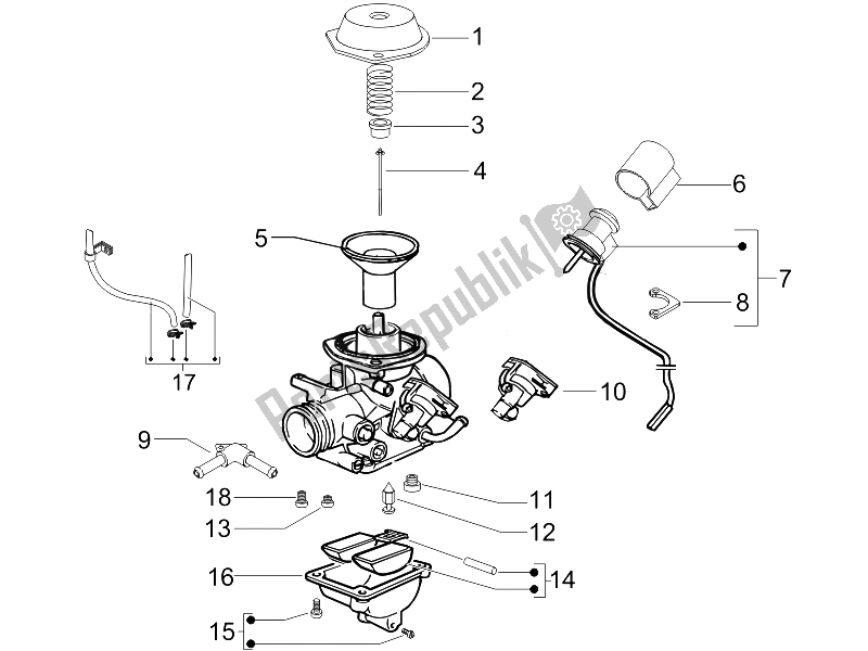 Todas as partes de Componentes Do Carburador do Piaggio X7 125 Euro 3 2008