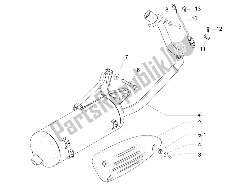 Todas las partes para Silenciador de Piaggio FLY 125 4T 3V IE Vietnam 2014