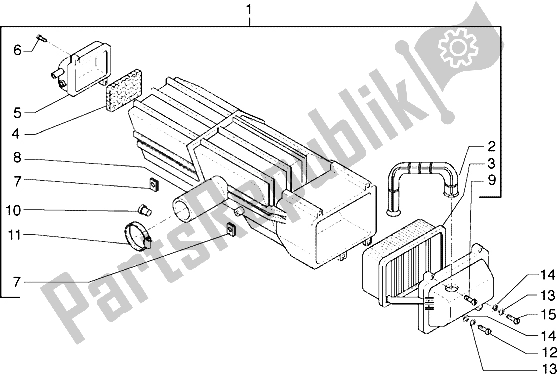 All parts for the Air Filter of the Piaggio Hexagon GTX 180 1999