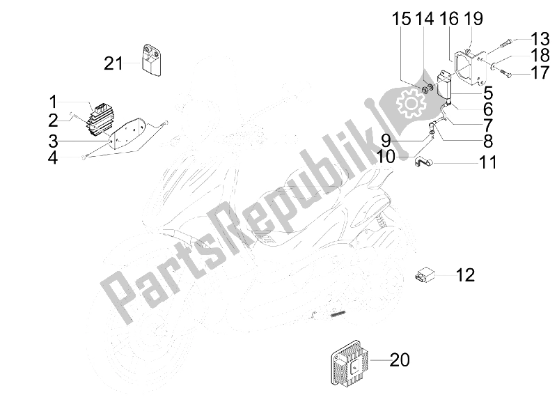 All parts for the Voltage Regulators - Electronic Control Units (ecu) - H. T. Coil of the Piaggio BV 500 Tourer USA 2008