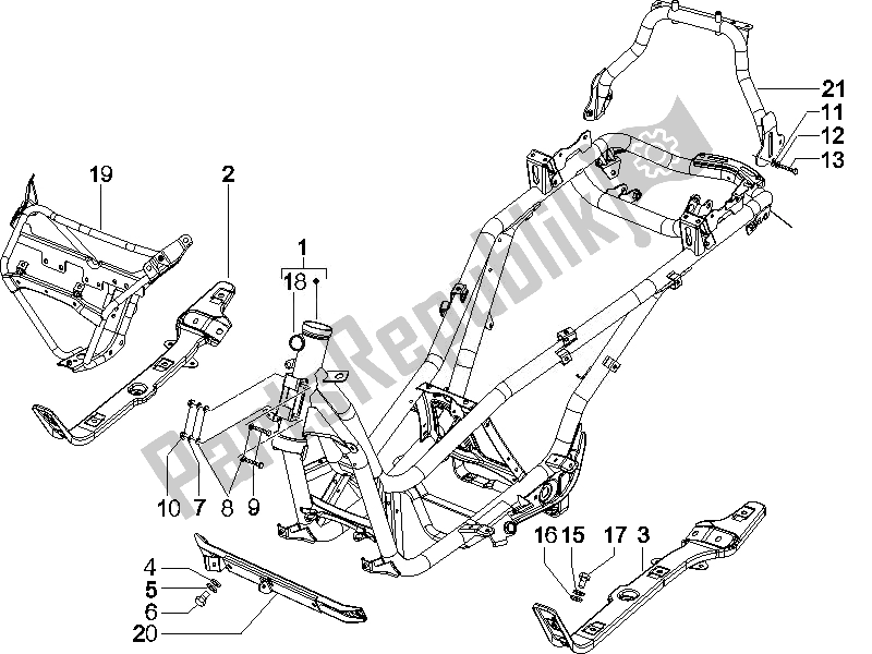 All parts for the Frame/bodywork of the Piaggio X EVO 250 Euro 3 UK 2007