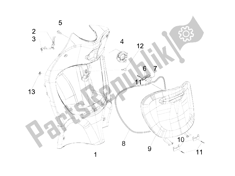 Tutte le parti per il Vano Portaoggetti Anteriore - Pannello Di Protezione Per Le Ginocchia del Piaggio Liberty 150 4T Sport E3 2008