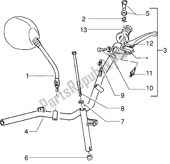 All parts for the Handlebars Component Parts (2) of the Piaggio ZIP SP 50 1996