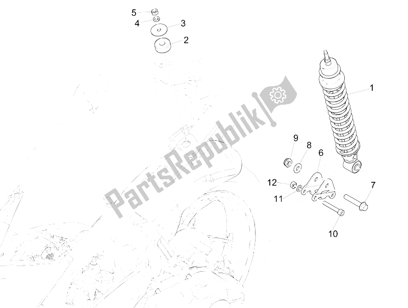 Todas as partes de Suspensão Traseira - Amortecedor / S do Piaggio Liberty 150 Iget 4T 3V IE ABS 2015