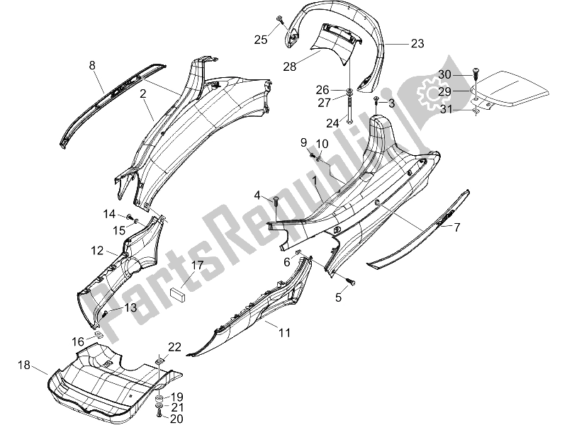 Toutes les pièces pour le Couvercle Latéral - Spoiler du Piaggio X8 400 IE Euro 3 2006