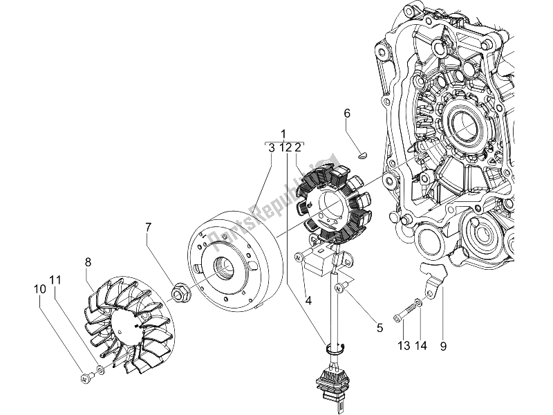 All parts for the Flywheel Magneto of the Piaggio Typhoon 50 2T E2 2009