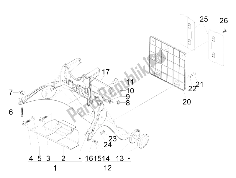 Todas las partes para Cubierta Trasera - Protector Contra Salpicaduras de Piaggio FLY 125 4T E3 2009