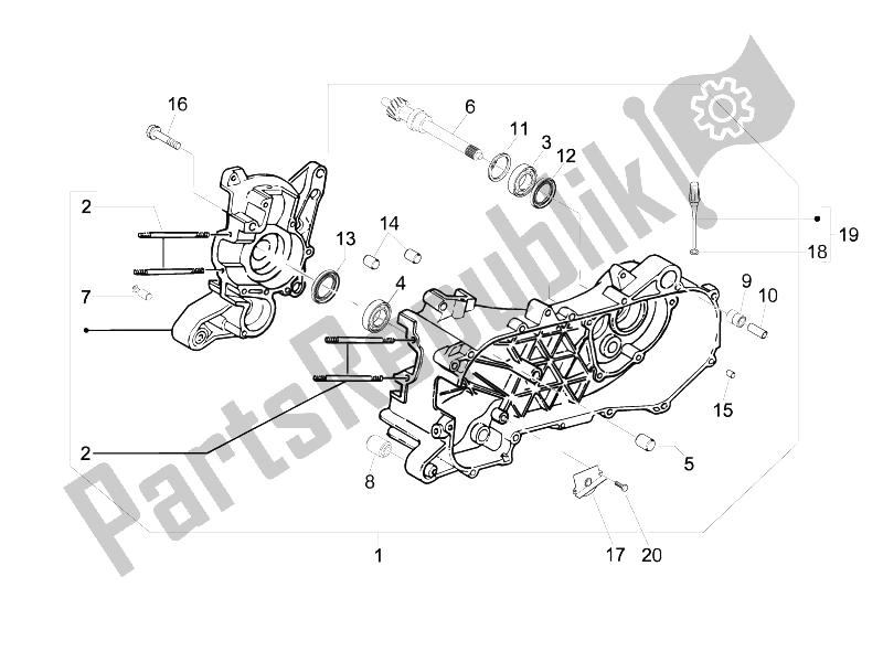 Toutes les pièces pour le Carter du Piaggio Liberty 50 4T PTT B NL 2007