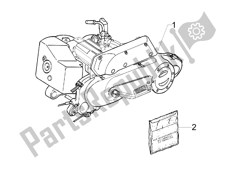 All parts for the Engine, Assembly of the Piaggio Liberty 50 2T 2008