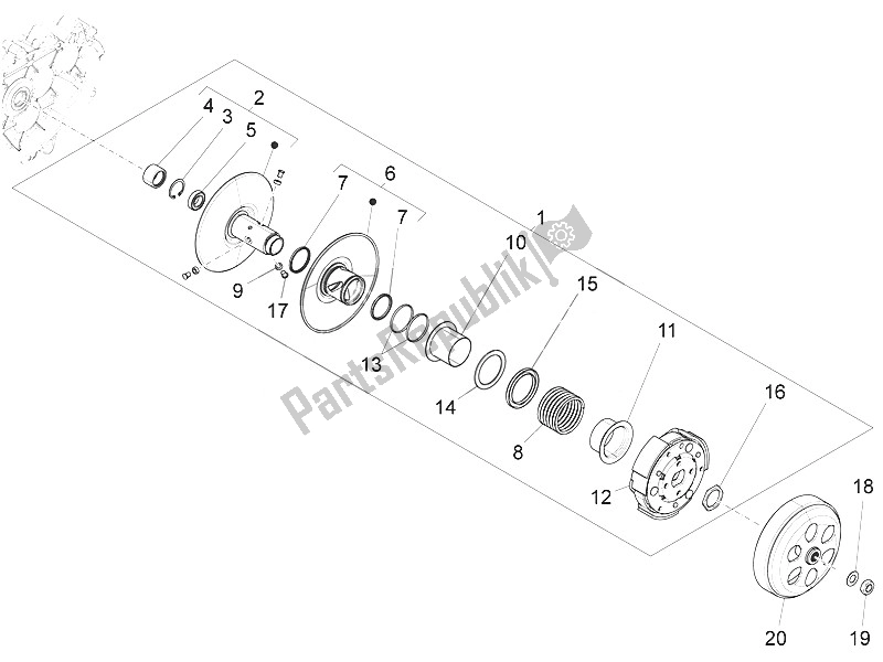 Toutes les pièces pour le Poulie Menée du Piaggio FLY 150 4T 3V IE USA 2016