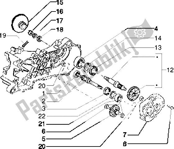 All parts for the Rear Wheel Shaft of the Piaggio Typhoon 125 XR 2003