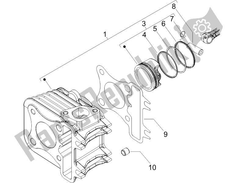 Toutes les pièces pour le Unité Cylindre-piston-axe De Poignet du Piaggio Liberty 50 4T Delivery TNT 2009