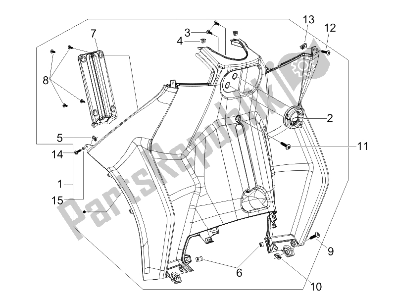 Todas las partes para Guantera Frontal - Panel De Rodilleras de Piaggio MP3 400 IE MIC 2008