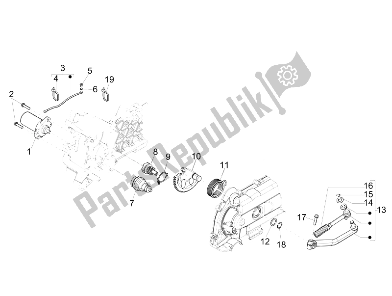 Toutes les pièces pour le Stater - Démarreur électrique du Piaggio FLY 50 4T 4V USA 1 2014