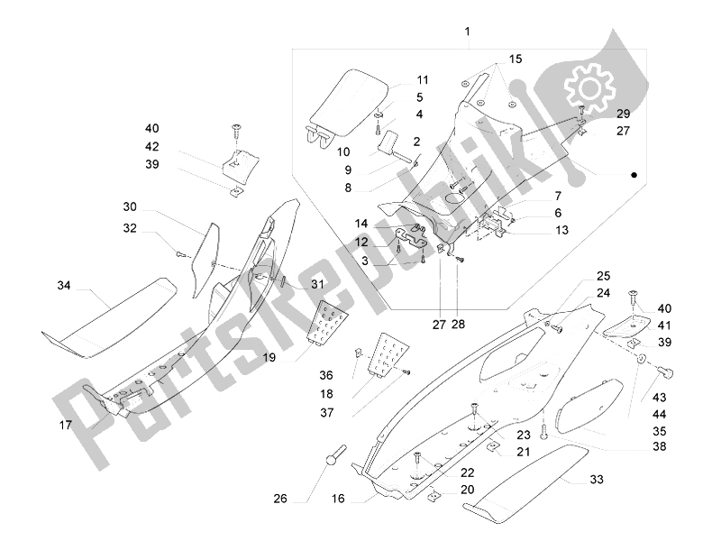 All parts for the Central Cover - Footrests of the Piaggio X EVO 400 Euro 3 2007