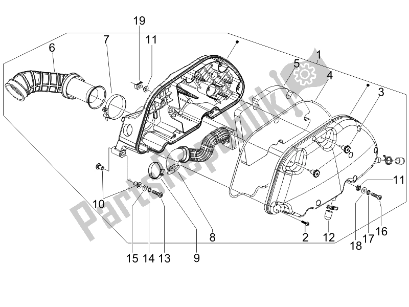 Toutes les pièces pour le Filtre à Air du Piaggio X8 125 Premium Euro 3 2007