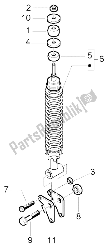 Toutes les pièces pour le Amortisseur Arrière du Piaggio FLY 150 4T 2004