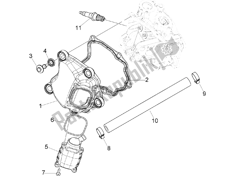 Tutte le parti per il Coperchio Della Testata del Piaggio X8 250 IE UK 2005