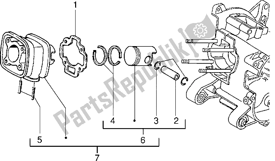 All parts for the Cylinder-piston-wrist Pin, Assy of the Piaggio NTT 50 1995