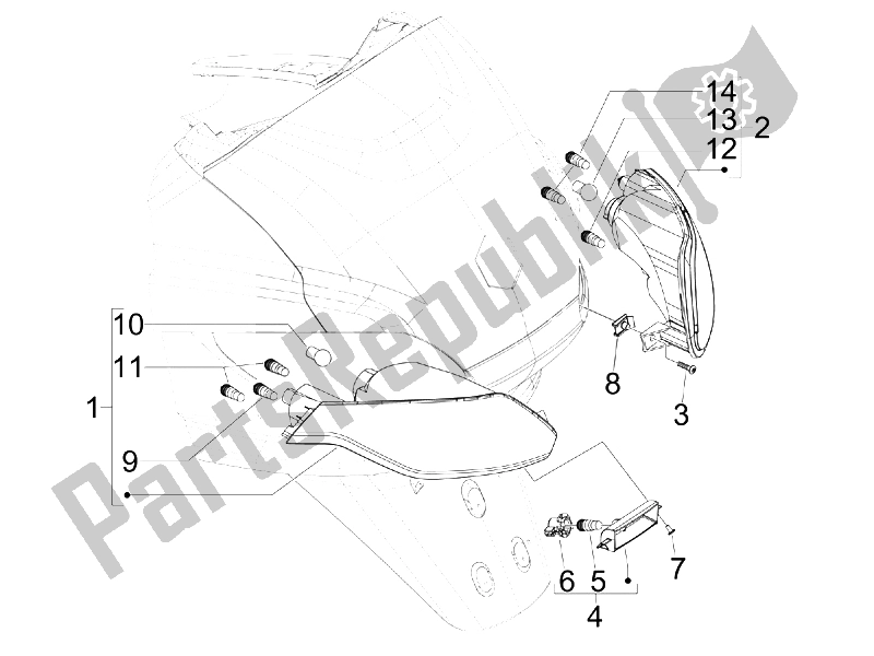 All parts for the Rear Headlamps - Turn Signal Lamps of the Piaggio MP3 125 2006