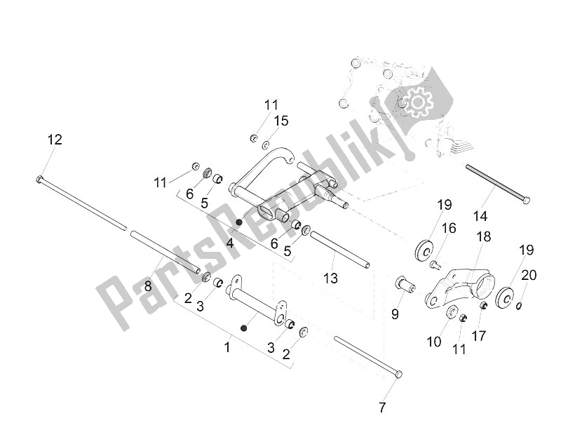 Todas las partes para Brazo Oscilante de Piaggio MP3 300 IE E4 LT Business Sport ABS EU 2016