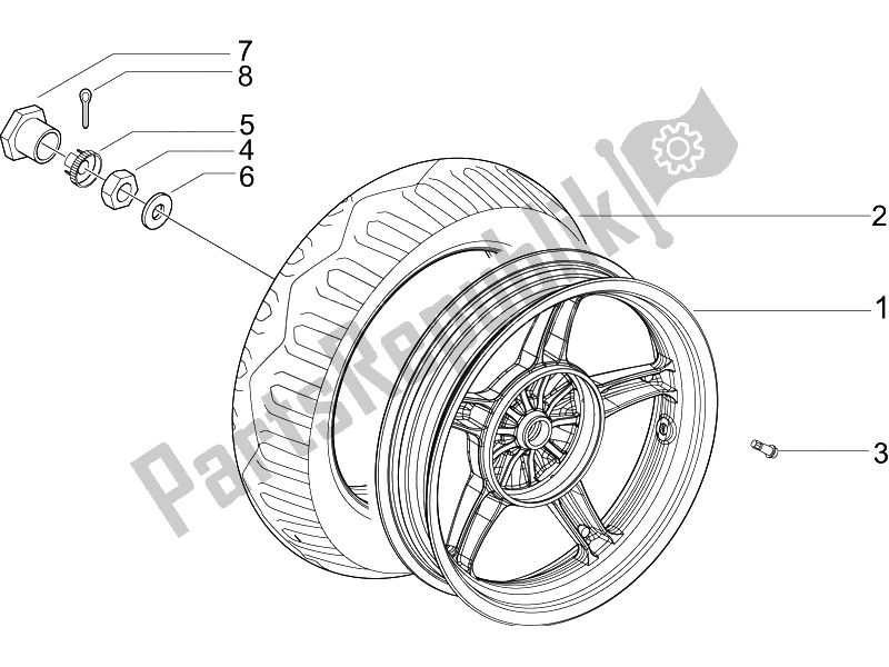 Alle onderdelen voor de Achterwiel van de Piaggio Liberty 50 4T PTT B NL 2006