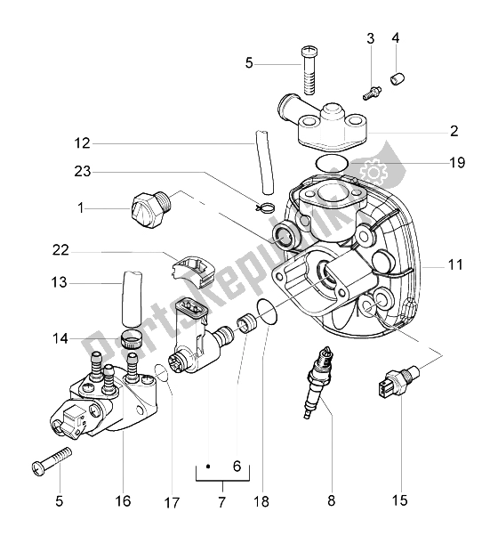All parts for the Head of the Piaggio NRG Purejet 50 2003
