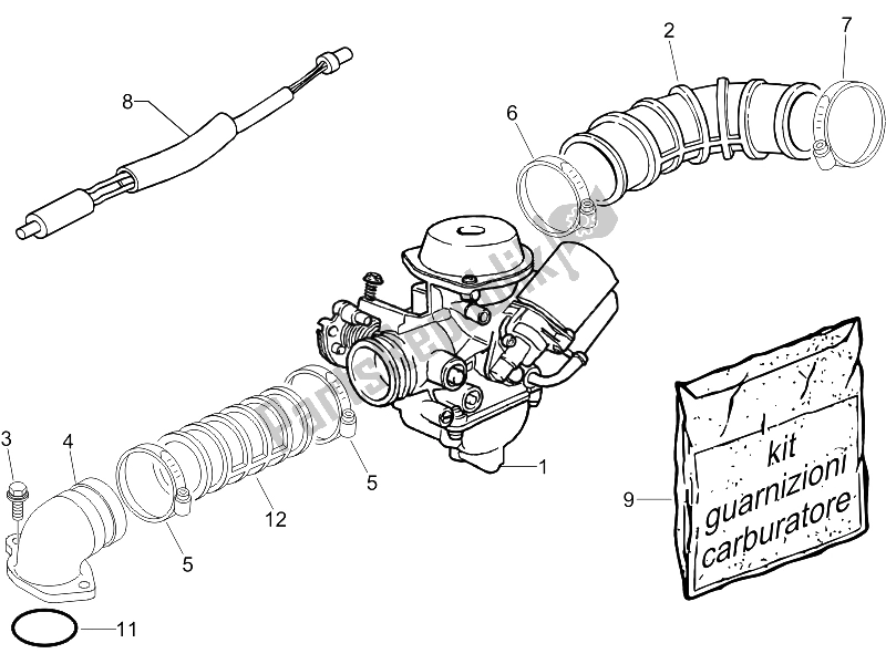 Toutes les pièces pour le Carburateur, Montage - Tuyau Union du Piaggio ZIP 100 4T 2006